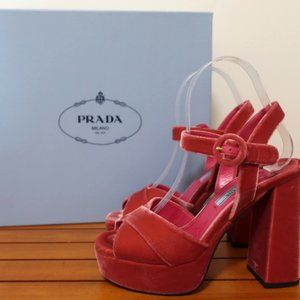 Prada Velvet Platform Sandals Peony Pink Size 36
